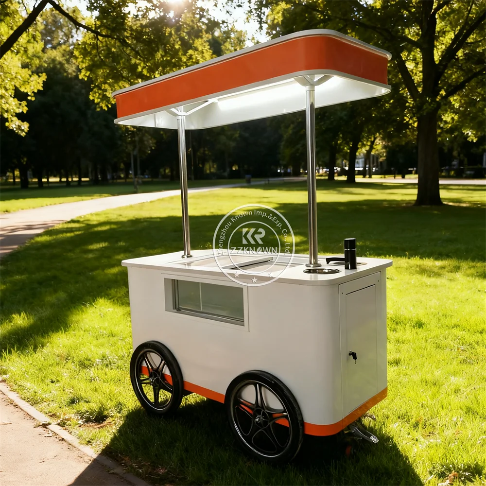 

Premium High Quality Customized Outdoor Fast Food Cart Commercial Grade Portable Ice Cream Cart with Electric Refrigerator