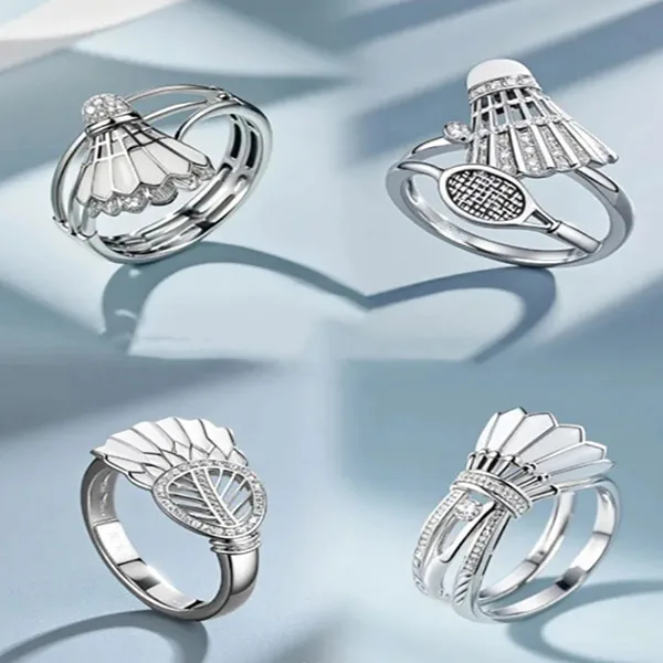 

Fashion Badminton Ring for Women Men Creative Sports Style Couple Rings Personality Trendy Finger Jewelry