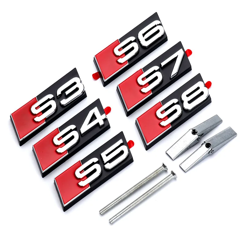 3d ABS Chrome Black Logo S3 S4 S5 S6 S7 S8 Emblem Honeycomb Car Front Grille Bdage For Audi S 3 4 5 6 7 8 Accessories