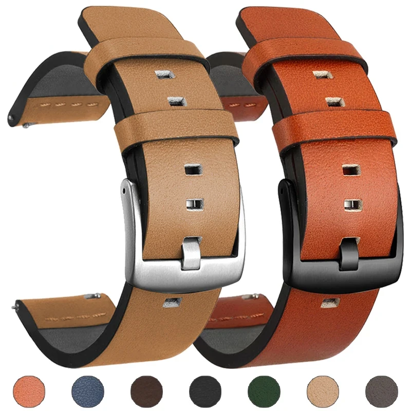 Leather Band for Samsung Galaxy Watch 6 5 4 40mm 44mm  6Classic 20mm Quick Fit 20mm 22mm 18mm 24mm for Huawei Watch GT4 46mm