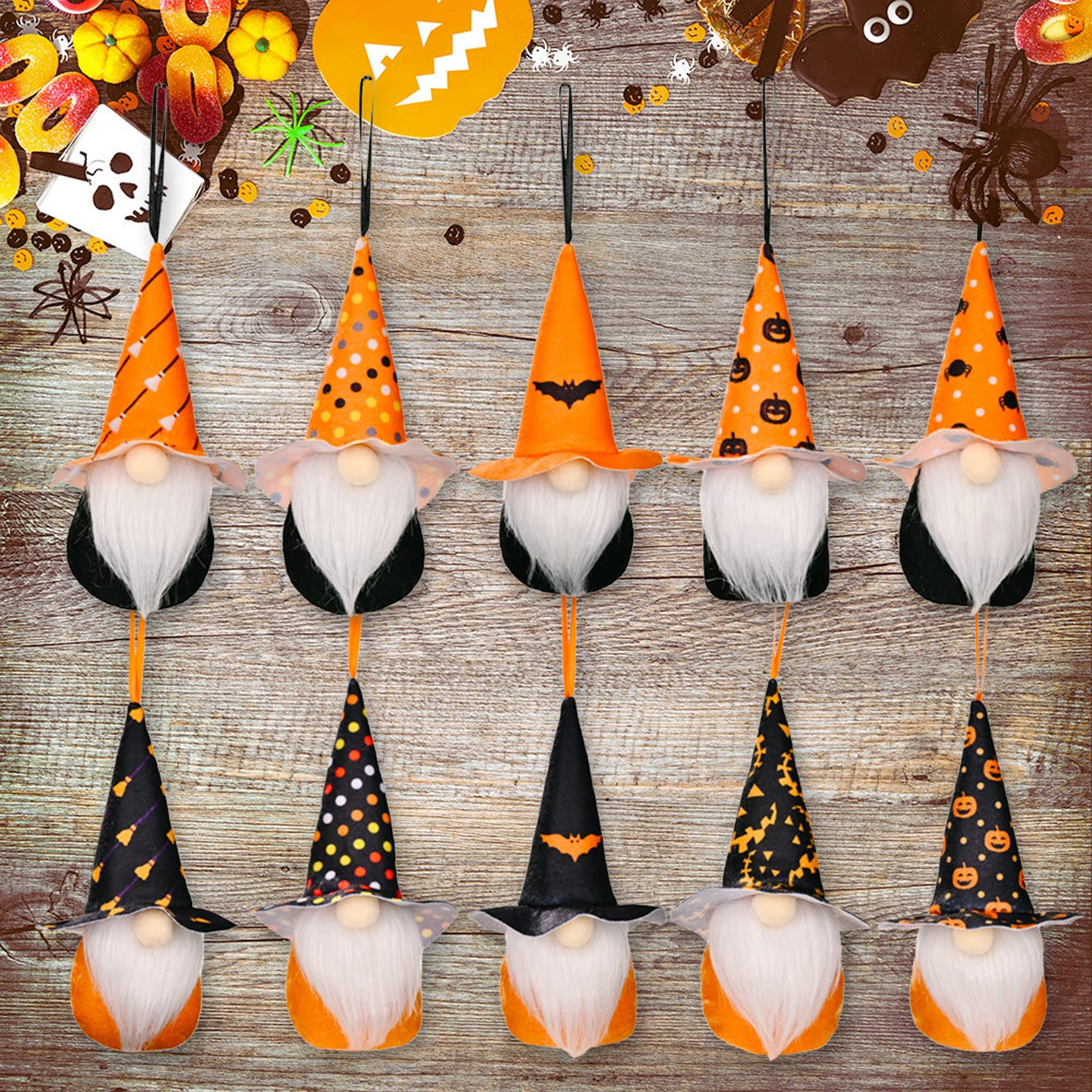 Plush Gnomes Pendant Halloween Broom Dwarf Doll Handmade Gifts 10pcs Decoration Christmas Desktop Ornaments