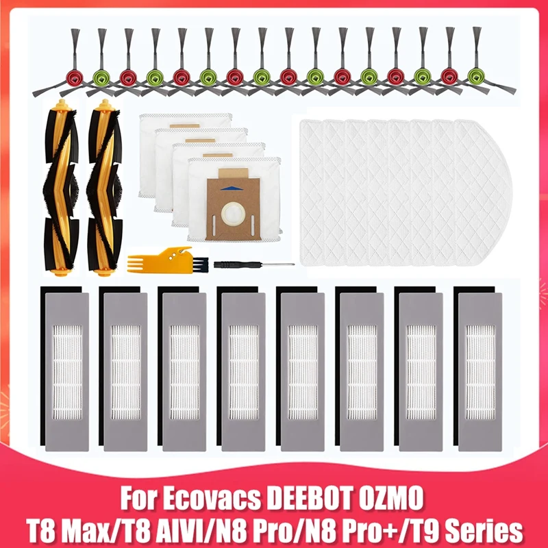 طقم قطع غيار لمكنسة كهربائية روبوت ، Ecovacs Deebot OZMO T8 AIVI T8 Max N8 Pro N8 Pro Plus