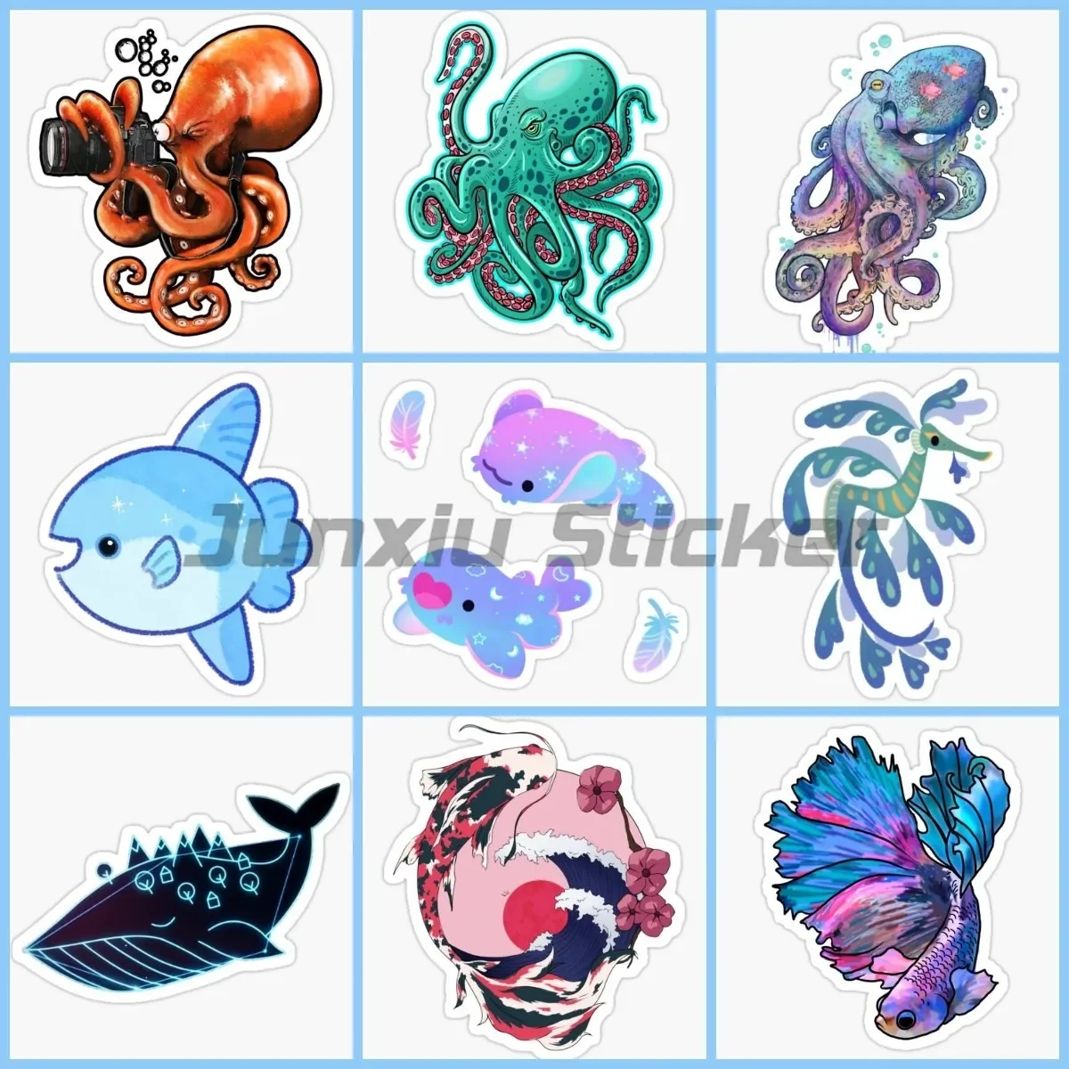 

Cute Sea Life Fish Stickers Laptop Bumper Car PVC Motorcycle Truck Bumper Laptop Wall Refrigerator Window Decals Customizable