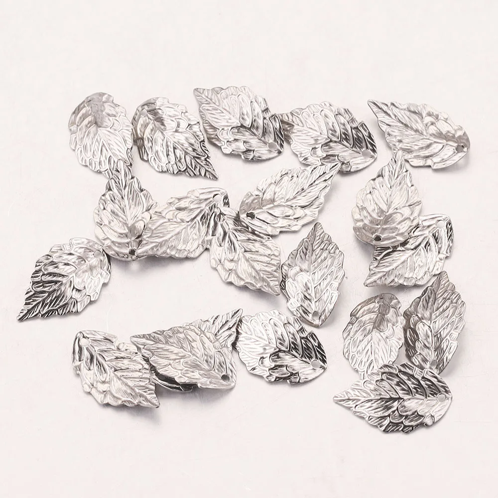 20pcs 10*17mm Stainless Steel Leaf Charms Stamping Earrings Pendants for DIY Floating leaves Jewelry Making Wholesale