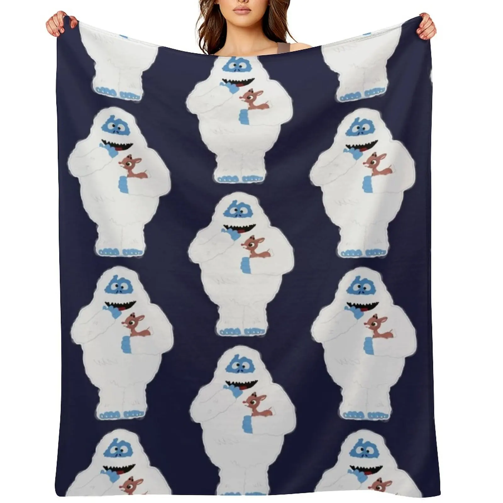 

Classic Christmas Abominable Snowman with Rudolph  GraphicLoveShop Throw Blanket Designers Moving Blankets