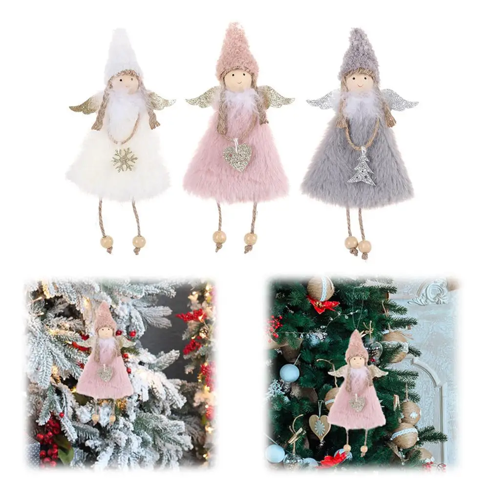 2024 Christmas Girl Doll Cute Angel Ornament Doll Xmas Kid Toy Tree Christmas Home Pendant Hanging Decor Merry Gift P0K2