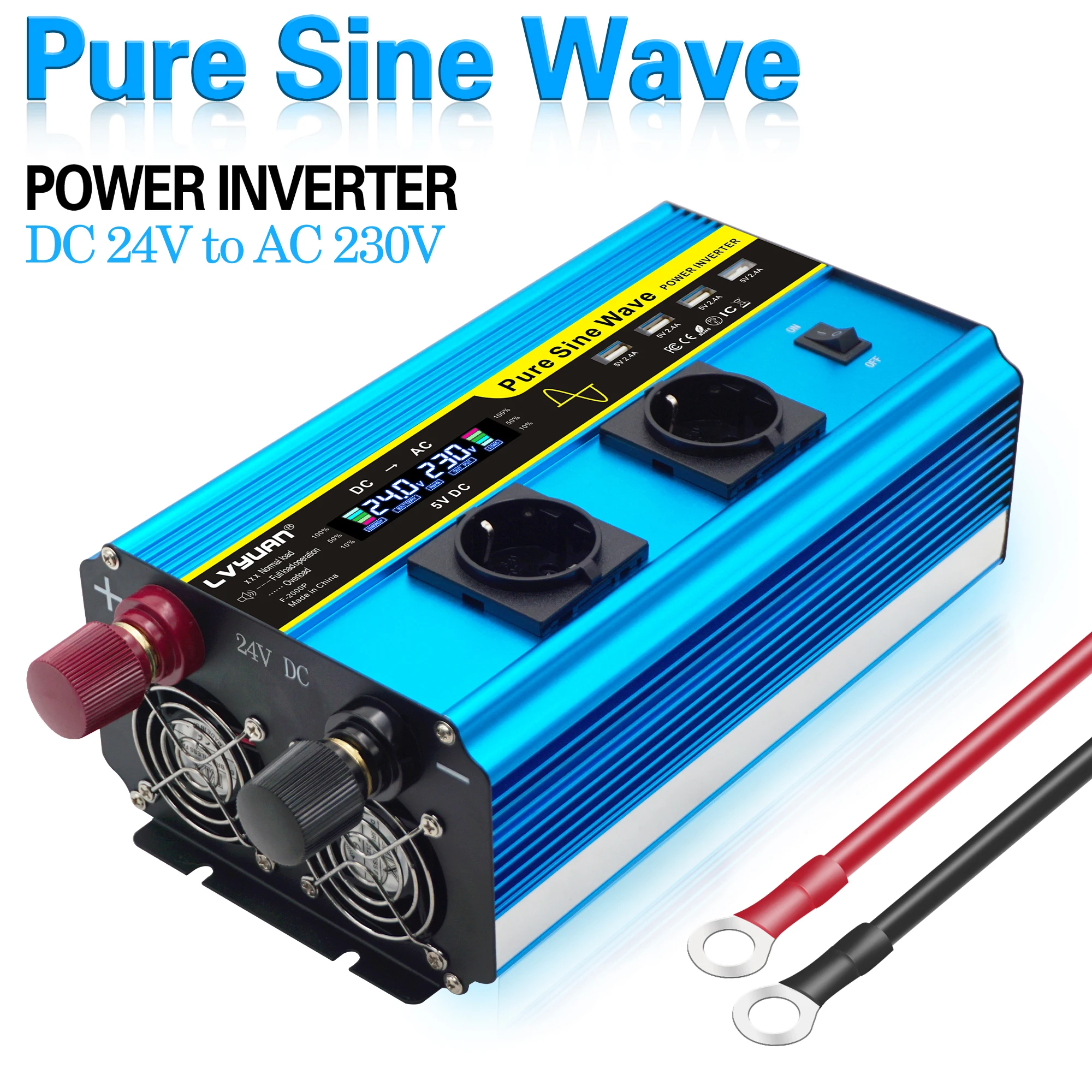 Pure Sine Inverter 12V 220V 8000W 5000W 4000W 3000W Converter EU Socket With LCD Diaplay Car Solar Inverter For Home Vehicles