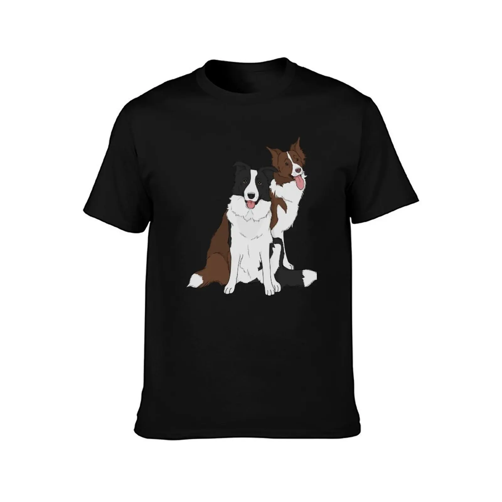 Border Collies T-Shirt, Summer Casual Cotton Tee, Oversized Streetwear Tops, Vintage Graphic Print, Loose Fit Short Sleeve