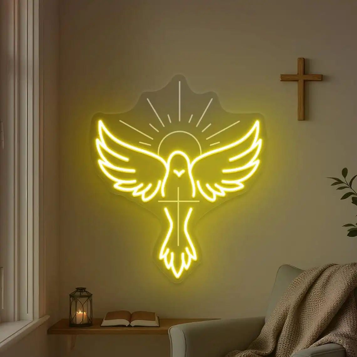 

Bird Cross Neon Sign Business Shop Living Room Cross Wall Art Decor Peace Bird Home Sign Bedroom Neon Bar Sign