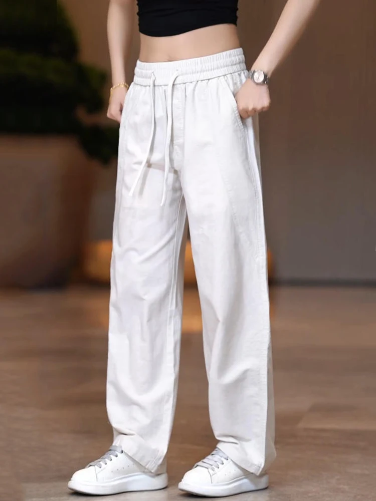 Men's Casual Straight Leg Pants Breathable Lightweight Comfortable Lenzing Lyocell Pure Color Spring Summer Fashionable Draws...