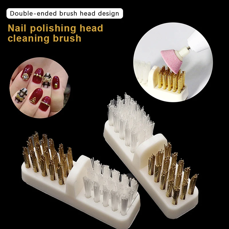 1PCS Nail Drill Bit Cleaning Brush with Copper Wire Manicure Cutter Soft & Hard Grinding Head Dust Removal Tool for Nail Care