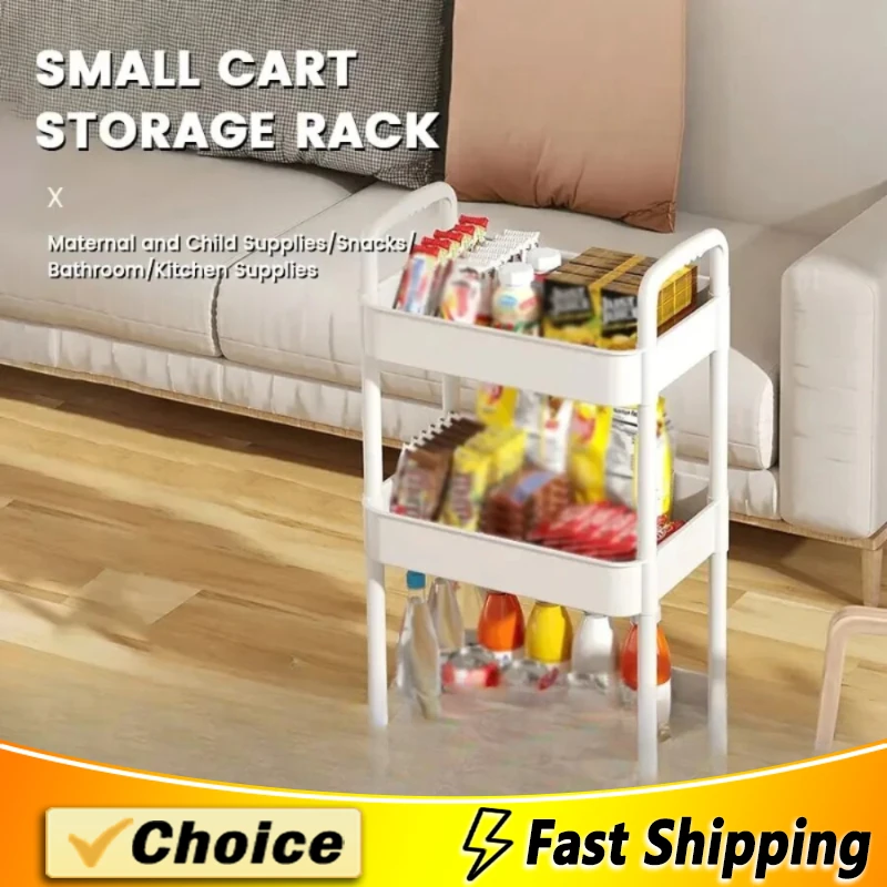 Household Multi-layer Small Cart Storage Rack Floor To Floor Kitchen Bedroom Bathroom Storage Rack Storage Rack With Wheels