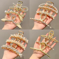 2022 new net red hairpin large rhinestone hairpin female catch clip hair shark clip back head hair catch Korean style clip simpl