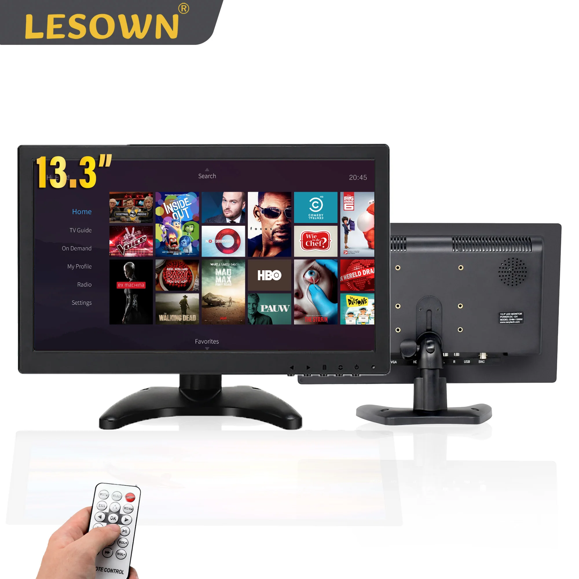 

LESOWN USB Touch Screen Industrial Monitor 13.3 inch High Definition 1366x768 TN Panel External Display for SOP Workstation