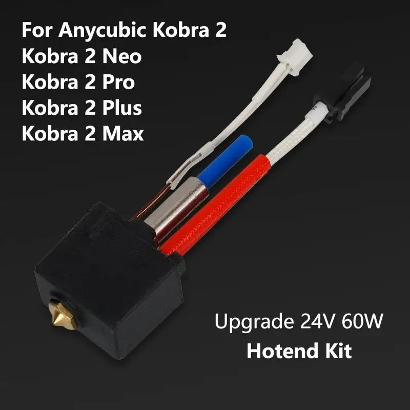 

Обновленный комплект Hotend 24 В 60 Вт для Anycubic Kobra 2 Plus/2 Max/2 Neo/2 Pro, головка 3D-принтера, латунная насадка из твердой стали, вулкан 0,4 0,6