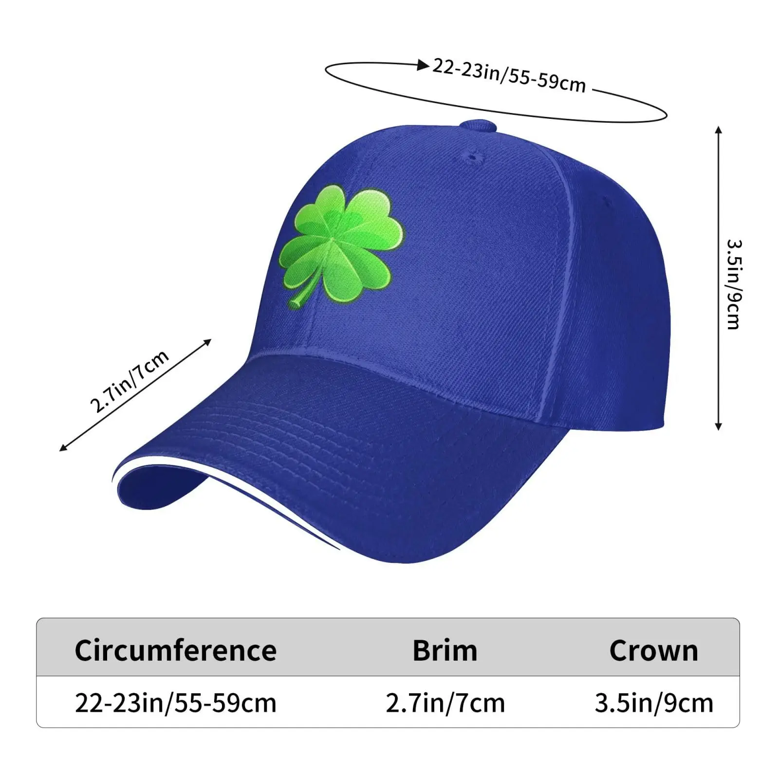 St. Patrick\'s Day Green Four Leaf Clover Men Womens Sandwich Cap Classic Adjustable Trucker Hat Dad Hats