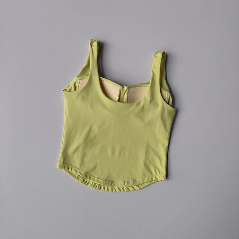Hochfestes Rücken-Fitness-Tanktop, Damen-Lauf-Sport-BH, stoßdämpfend, hochelastisch, mit Raffung, Nude-Yoga-BH, zum Tragen über der Kleidung – Detail 4