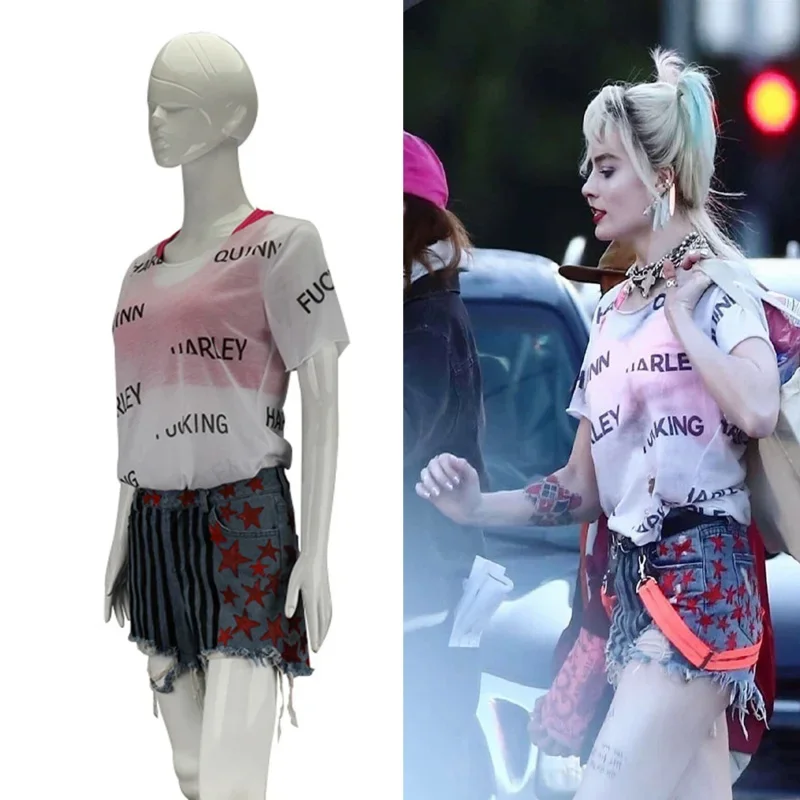 Nuevo Cosplay Harleen Quinzel disfraces suicidas escuadrón chaleco pantalones cortos camiseta mujer disfraz de Halloween accesorio de fiesta MN7