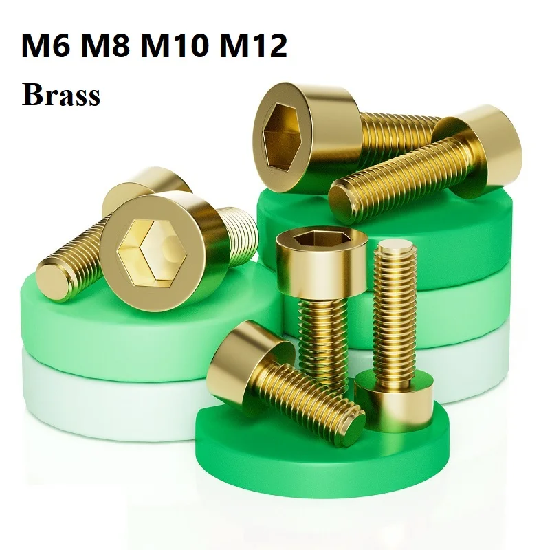 Brass Fully Threaded Hex Socket Head Cap Screws  Allen Cap Machine Screws For Furniture DIY M6 M8 M10 M12