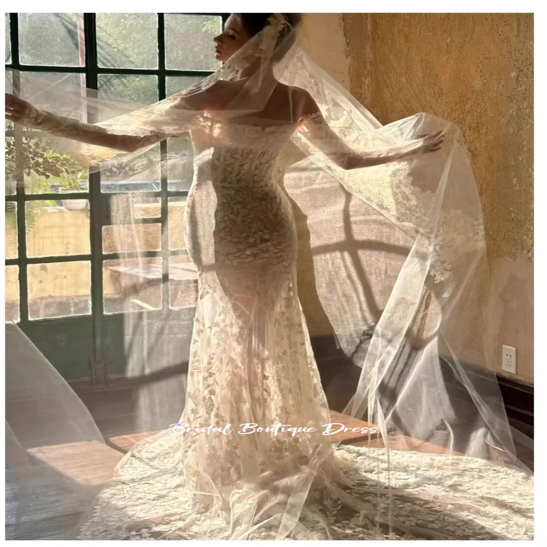 Vestidos De novia sexis personalizados desmontables 2 en 1 Vestido De Novia De manga larga para mujer Vestido De baile Vestido De Novia