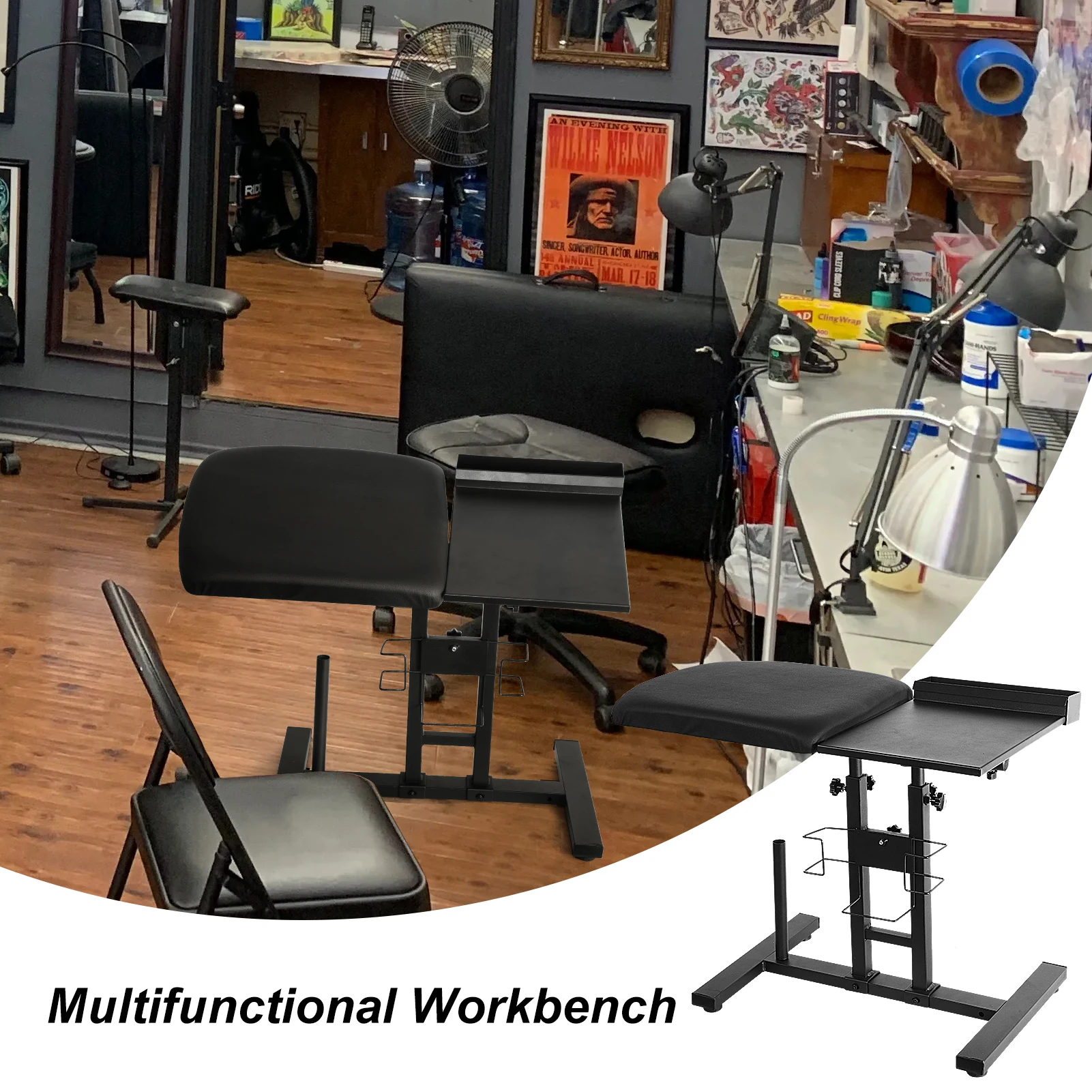 Tattooing Armrest, Tattooing Station Table Hand Rest, Adjustable Height Ink Armrest Stand for Clinics Photo Studios