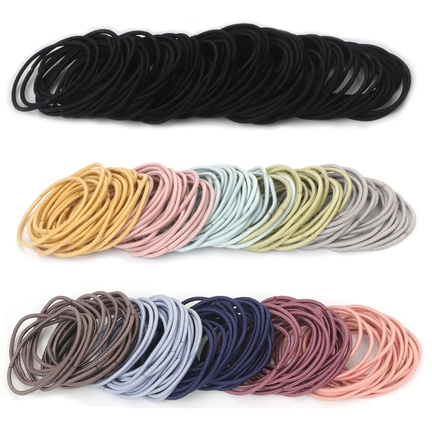 

300 PCS Stretchable Hair Ties, No Crease Rubber Bands 2mm for Thin Hair, Women Men Girls Boys