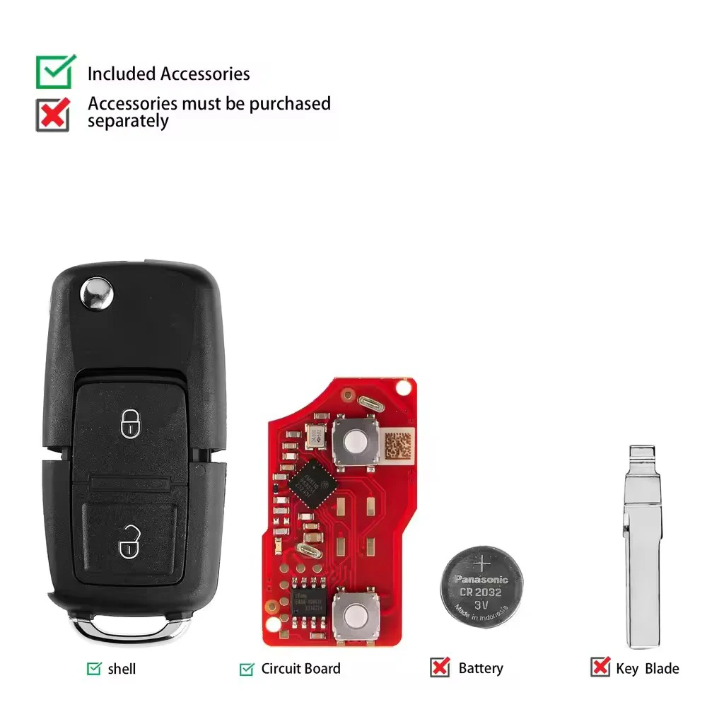 5 unids/lote XHORSE Universal VVDI remoto XKB528EN llave de coche Auto B5 estilo 2 botones 2.a generación para herramienta VVDI2 sin Chip en el interior