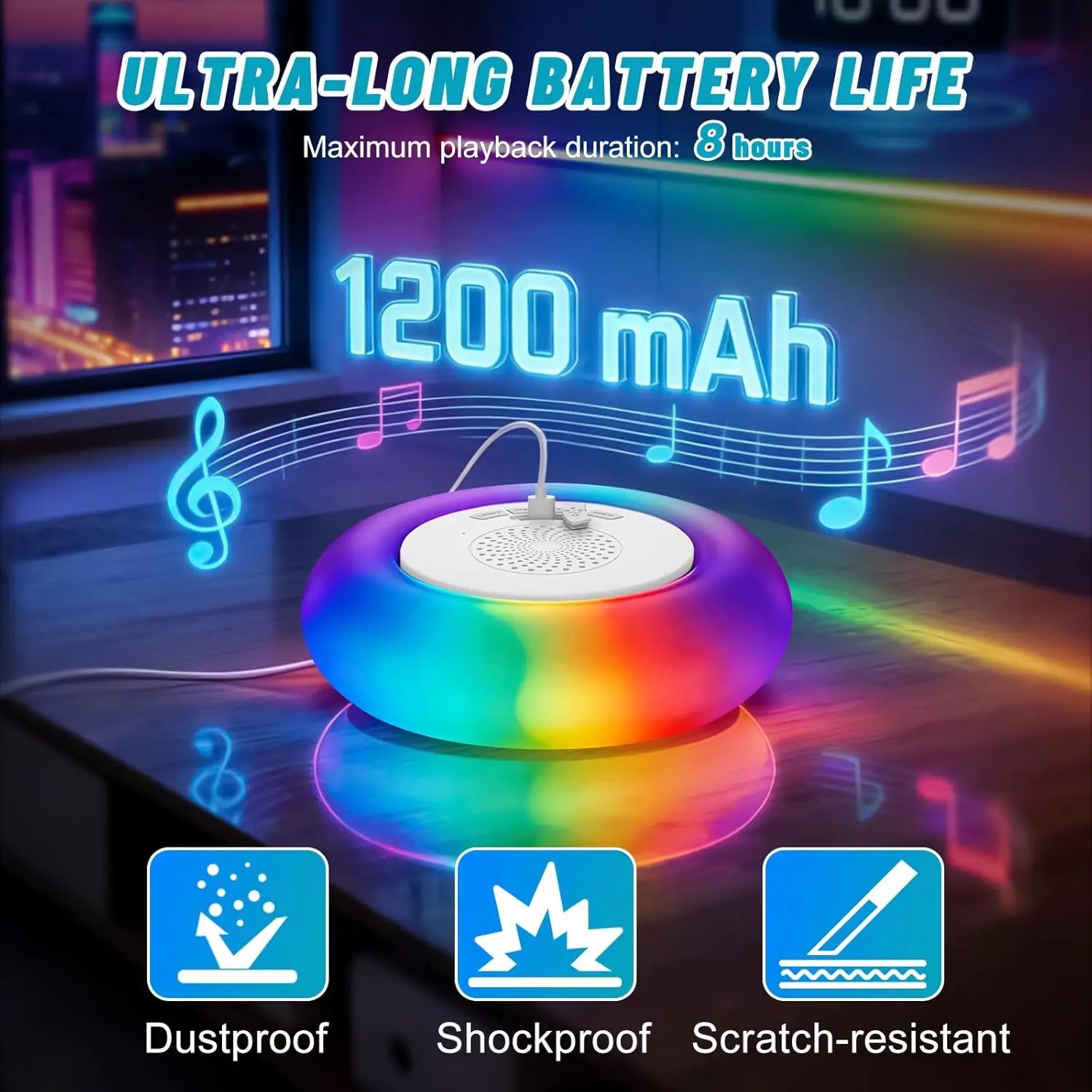 

2-Pack Floating Pool Light Strips with Bluetooth Pool Speaker, 2-in-1 RGB Pool Lights, IP68 Waterproof, 360° Hi-Fi Sound, Ideal