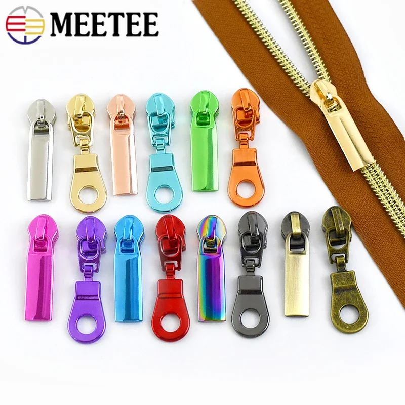 5/10/20Pcs Meetee 5# Zipper Slider for Nylon Zippers Tapes Down Jacket Pocket Zips Repair Kit Purse Zip Pull Head Accessories