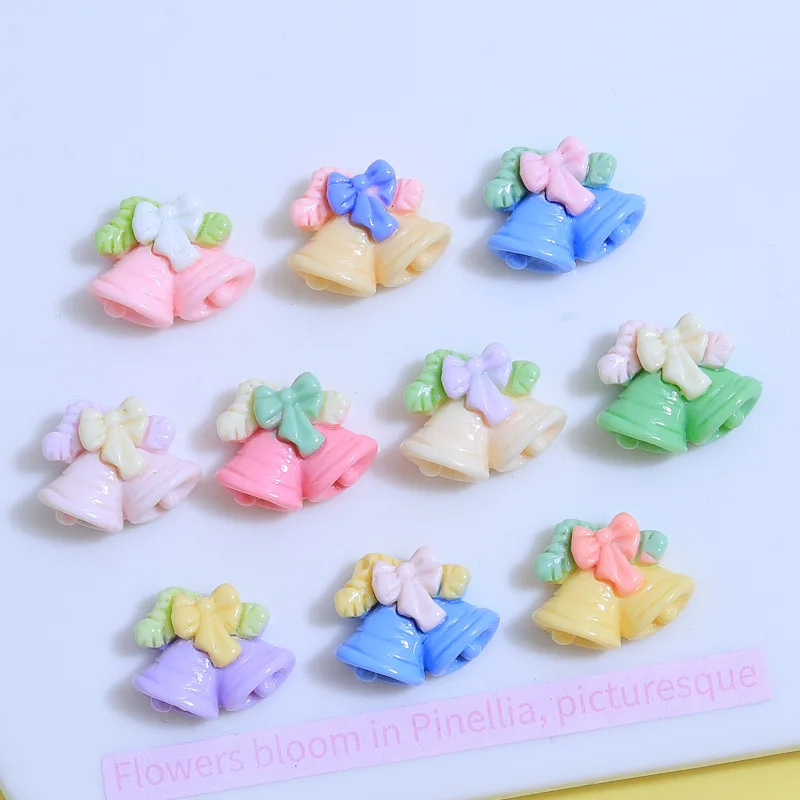 20Pcs Resin Jingle Bell Flatback Flat Back Cabochon DIY Dollhouse Ornament Miniature for Phone Case Jewelry Cute Christmas Bell