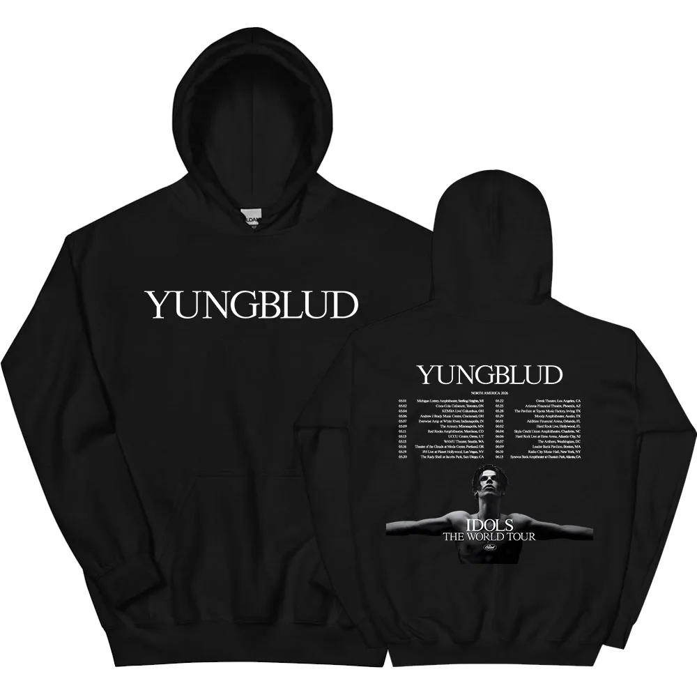 Yungblud 2026 North American Hoodies Idols The World Tour Graphic Print Sweatshirts Long Sleeve Winter Hooded Pullovers Men Tops