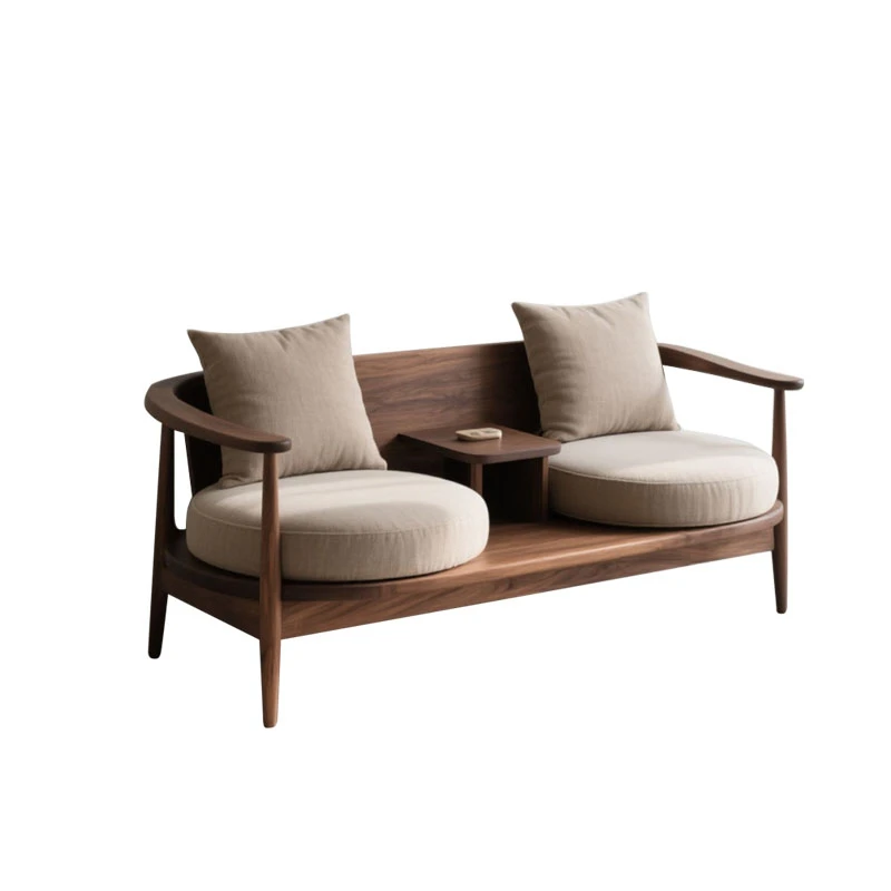

HLZ solid wood double one-piece chair sofa new Chinese fabric sofa