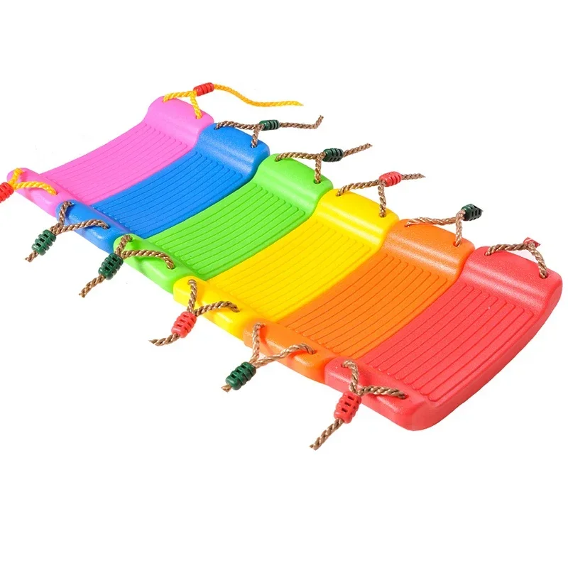 1pc Children Swing Flying Toy Garden Swing Kids Hanging Seat Toys with Height Adjustable Ropes Indoor Outdoor Toys Curved Board