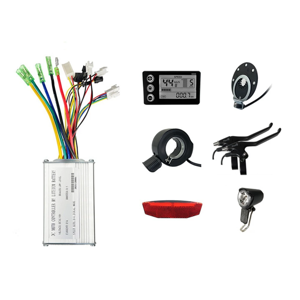 36V/48V 250W/350W 15A Motor Controller E-Bike Brushless Speed Driver and S866 LCD Display with E-Bike Light