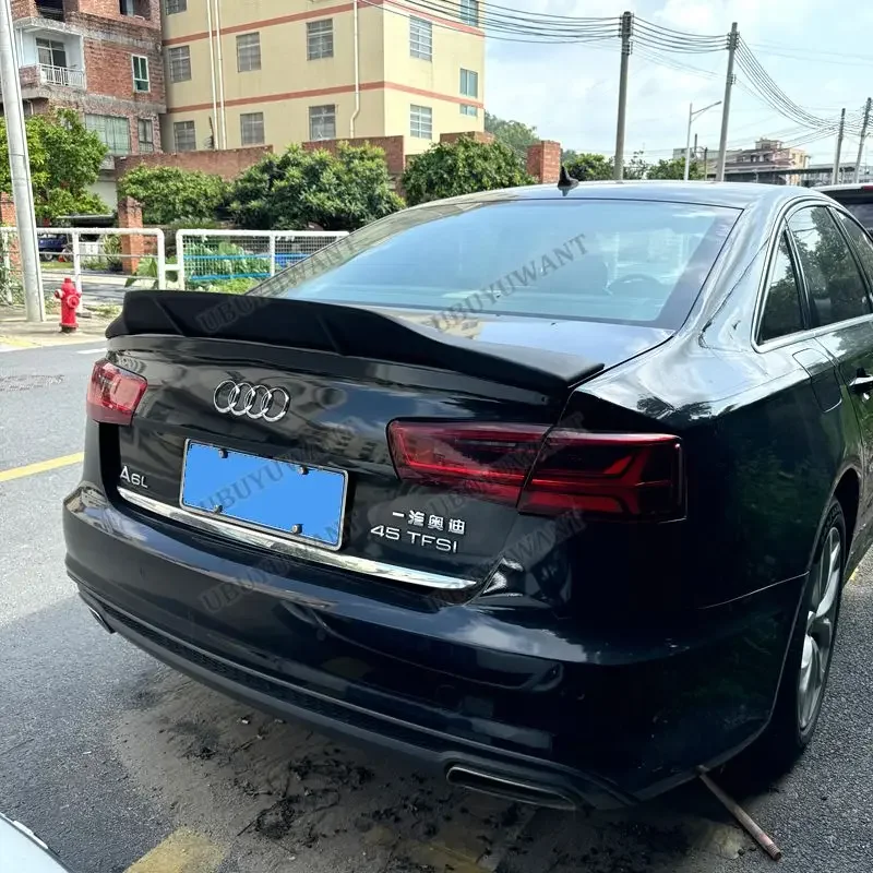 

For Audi A6 C7 R style Carbon Fiber Rear Trunk Lid Car Spoiler Ducktail Lip Wings 2012 2013 2014 2015 2016
