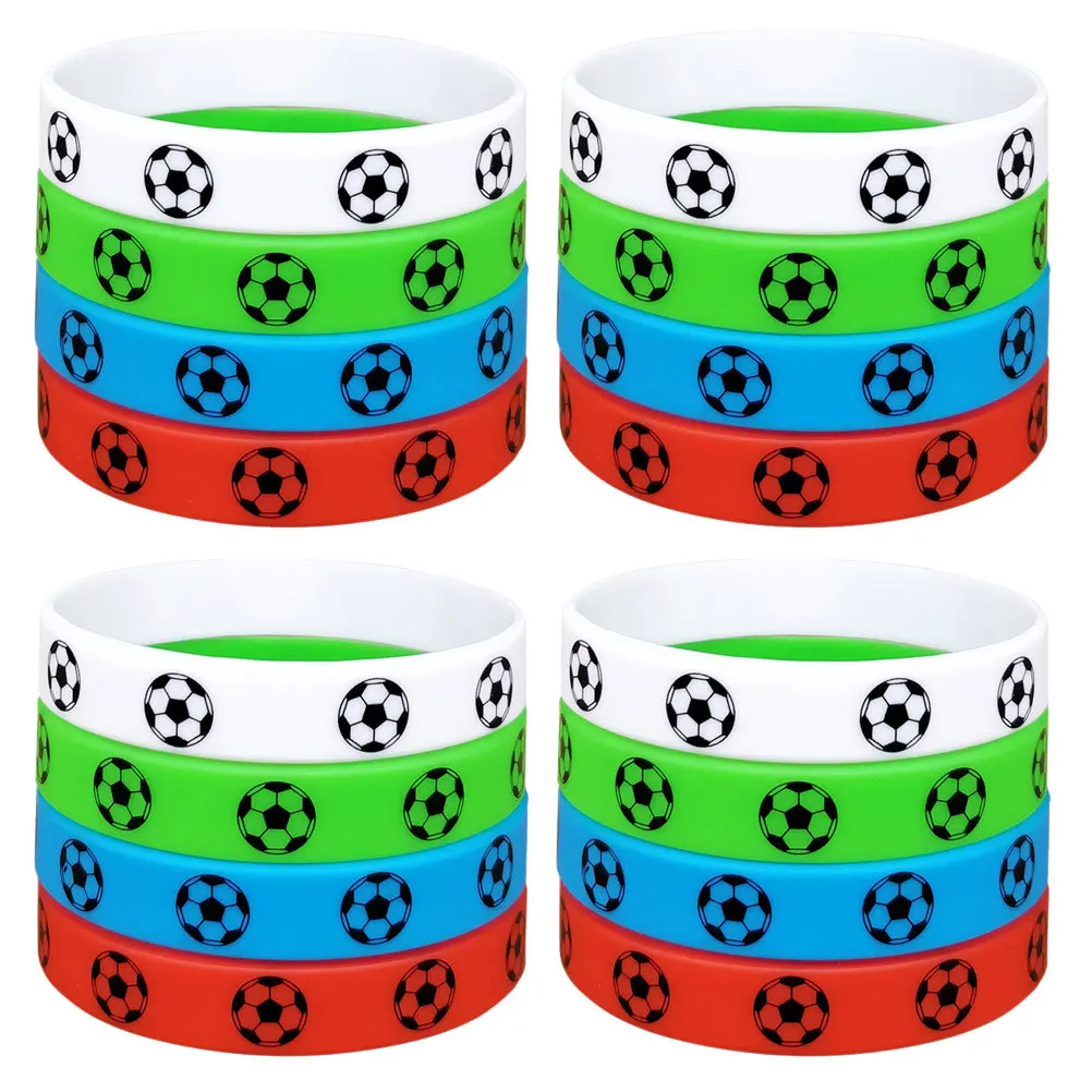 أساور كرة القدم الأنيقة 16 قطعة من الأساور المصنوعة من السيليكون للرجال والنساء لمحبي ألعاب كرة القدم وإكسسوارات متينة ومدمجة على الطراز الرياضي