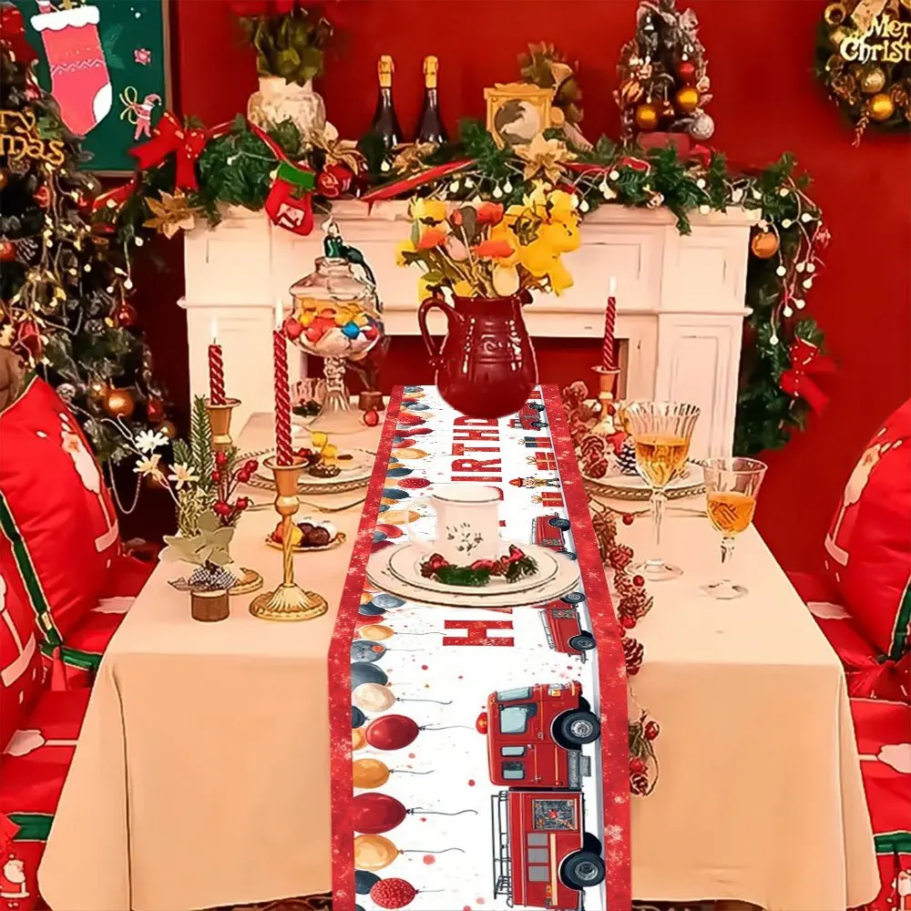 1pc Fire Truck Theme Table Runner for Birthday Parties & Themed Events – Add a Lively and Festive Vibe to Your Scene