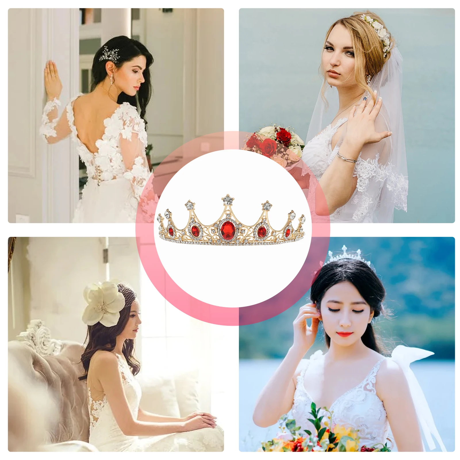 

Crystal Crown Accessory Wedding Tiara Alloy Women Bride Girl Rhinestone Crown Rhinestone Tiara Elegant Headband Durabl