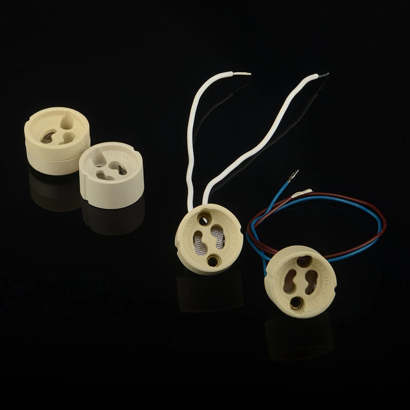 1 قطعة LED لمبة حامل الثريا الهالوجين المصابيح DIY بها بنفسك اكسسوارات GU10 قاعدة مصابيح حامل مصباح السيراميك موصل مقبس سلك محول