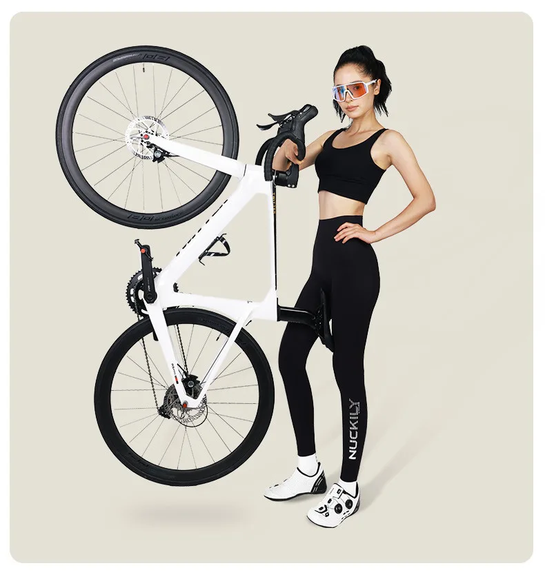 NUCKILY Nahtlose Radhose für Damen, gepolsterte Fahrrad-Leggings, hohe Taille, schnell trocknend, atmungsaktiv, Stretch, 3D-Pad, Rennrad-MTB-Fahrrad-Leggings – Detail 28