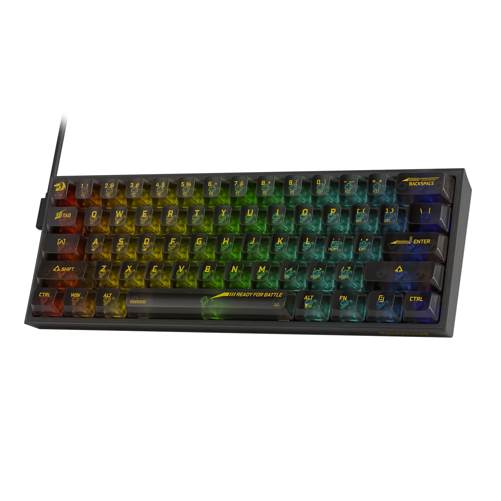 Redragon K617 SE 60% Wired RGB Gaming Keyboard, 61 Keys Compact Full-Transparent Mechanical Keyboard w/Translucent Board