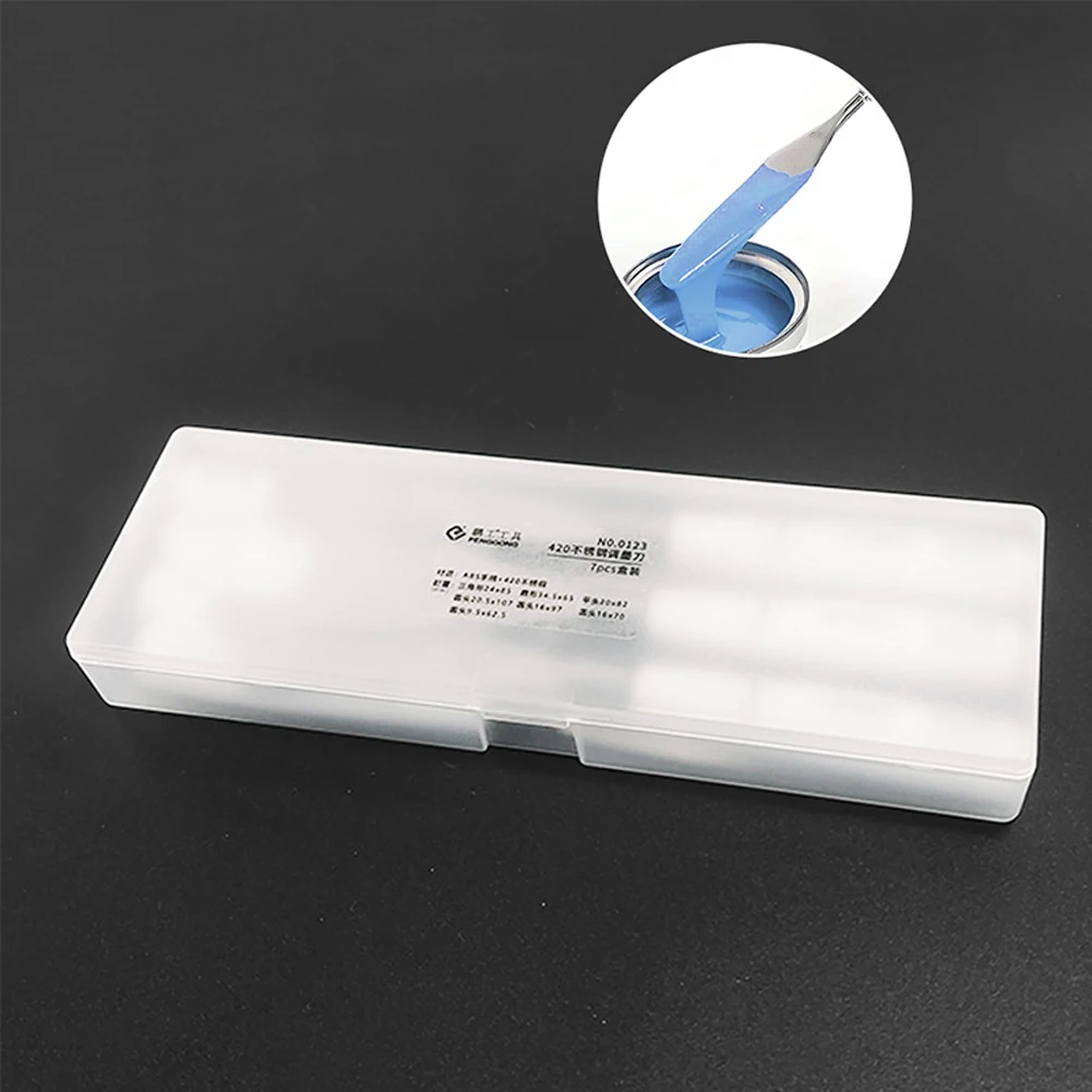 7 ชิ้น/เซ็ตภาพวาดสีน้ํามันมีดสแตนเลสสีมีด Palette ศิลปินไม้พายสีผสม Scraper ภาพวาดมีดอุปกรณ์ศิลปะ