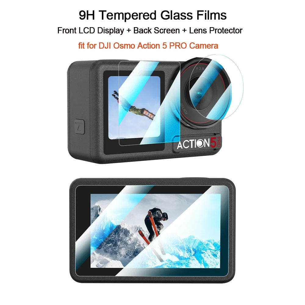 Screen Protector for DJI Osmo Action 5 Pro Ultra-Clear Tempered Glass Camera Lens Screen Protector Film Accessories