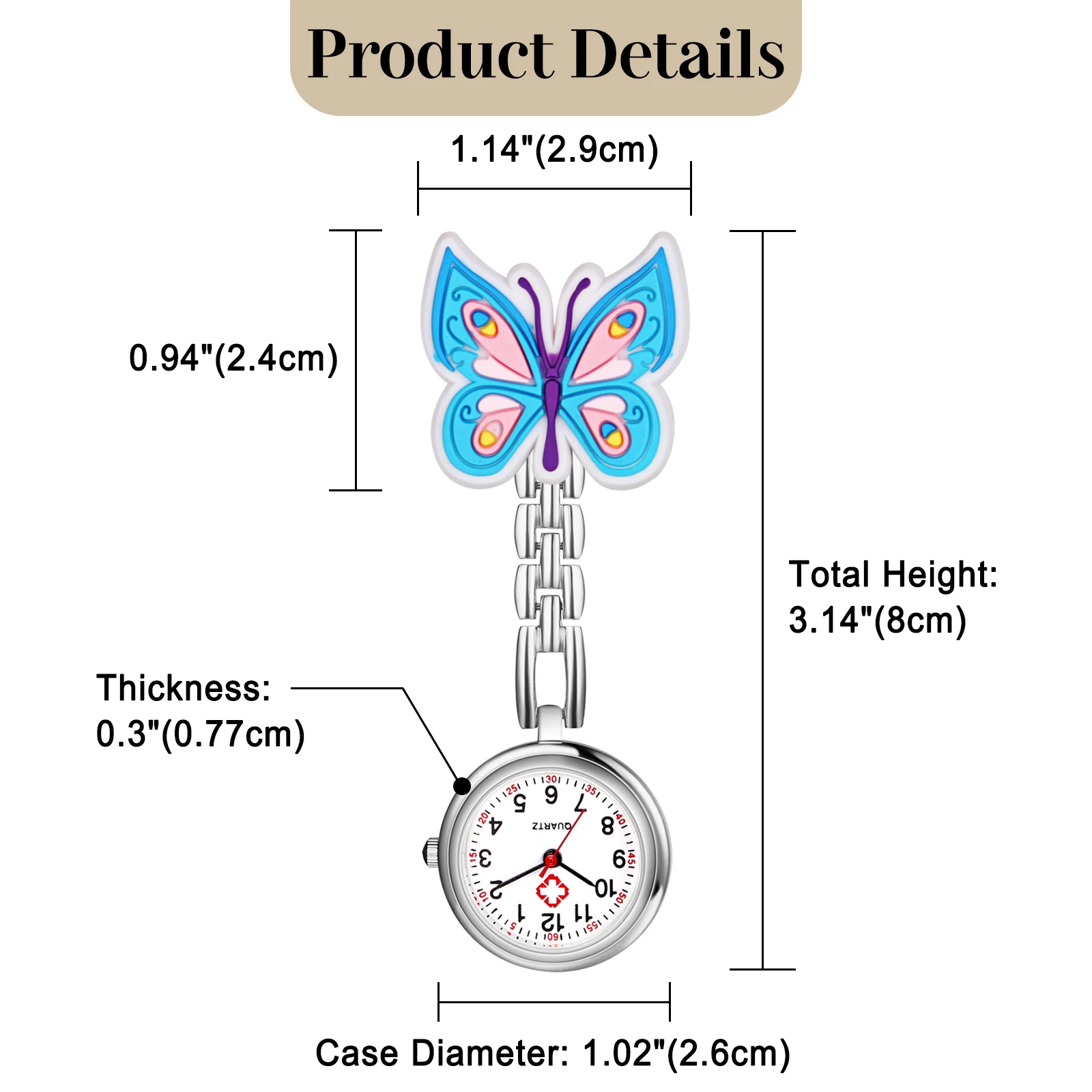 LANCARDO Hd Easy-to-read Digital Nurse Watch Butterfly Decorative Medical Watch Auxiliary Watch Unisex Blue Pink