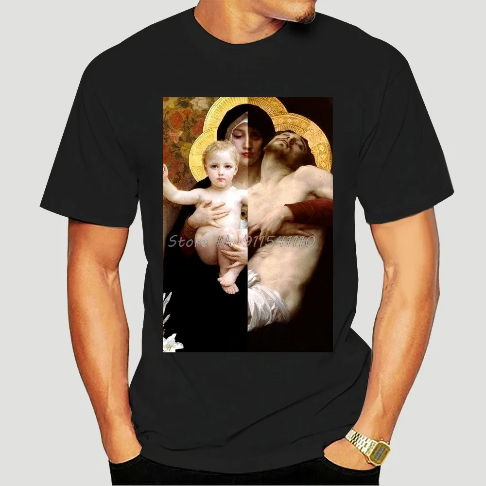 Madonna Umarmung Jesus T-Shirts lustige Jungfrau Mary Herren Hip Hop lässig Baumwolle Kurzarm T-Shirt männliche Streetwear T-Shirts