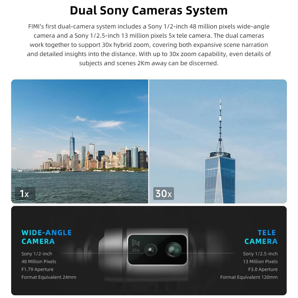كاميرات FIMI X8 Tele Max المزدوجة 4K 60fps 20Km AI Super Night Video Gimbal Smart Tracking Pro Drone إصدار 5000mAh