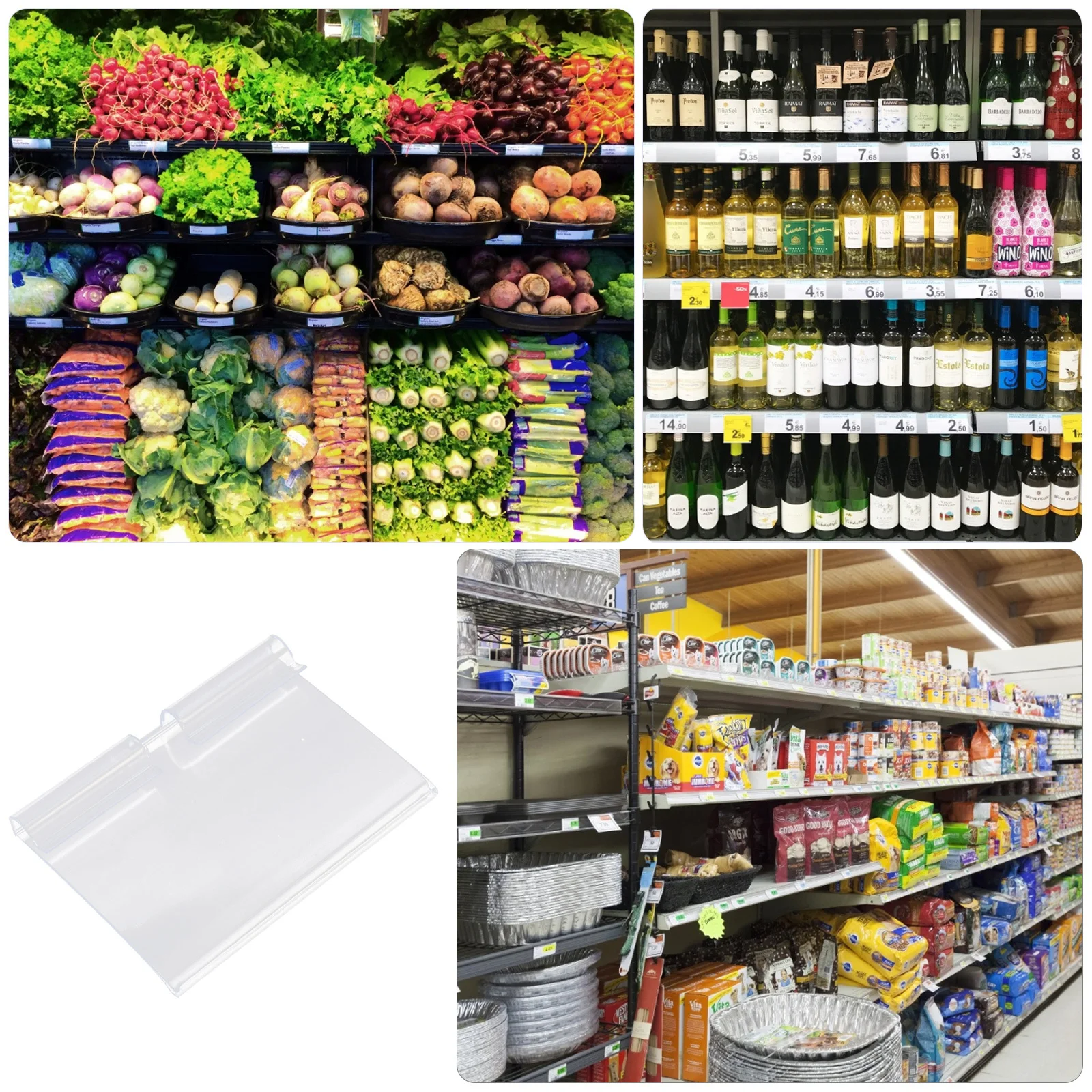 

60Pcs Label for Price Tag Clear Transparent Display Holder Shop Retail Shelf Sign Goods Rack Price Label Holder