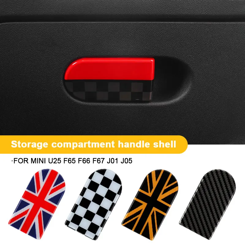 1 قطعة لميني كوبر J01 J05 U25 F65 F66 F67 2024 سيارة صندوق القفازات مقبض صندوق تخزين الزخرفية غطاء السيارات سيارة التصميم ملصق