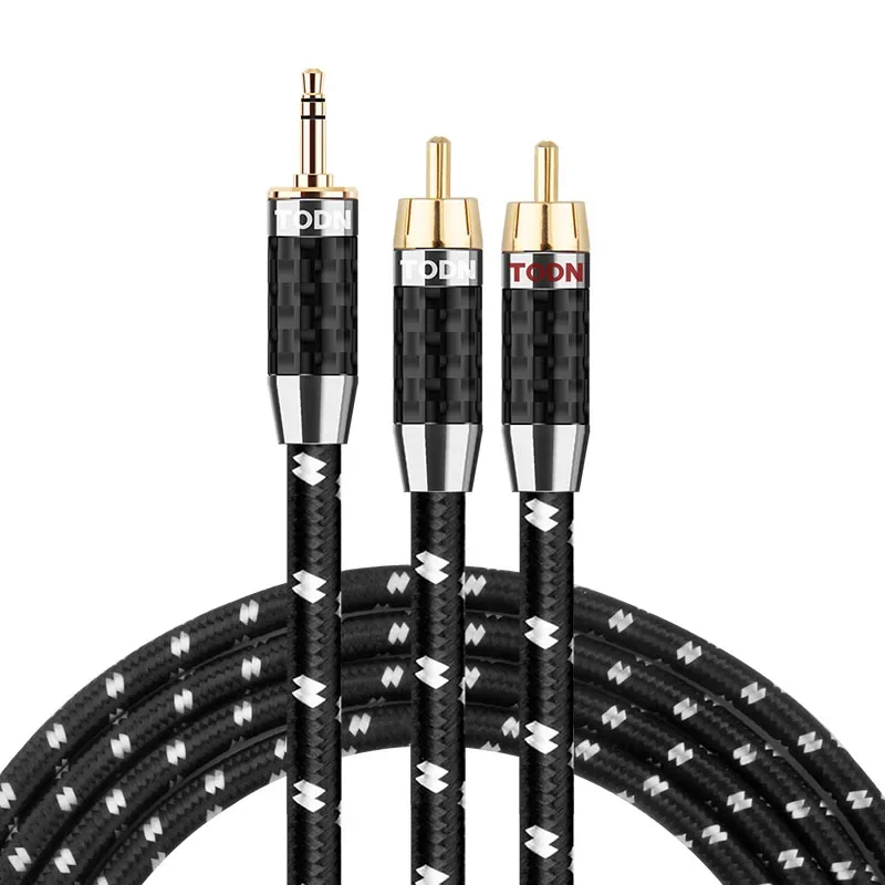 TODN Cable RCA estéreo HiFi 3,5mm a 2RCA Cable de Audio AUX RCA Jack 3,5 Y divisor para amplificadores Audio Cable de cine en casa RCA