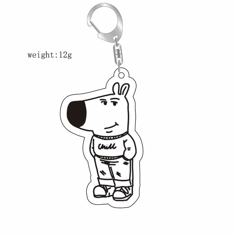 Funny Just A Chill Guy Girls Boys Dog Meme Keychains Keyring for Accessories Bag Key Chain Ring Jewelry Cool Xmas Holidays Gifts